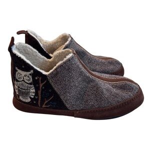 Acorn Boiled Wool Forest Bootie Women's US 8 - 9 Chocolate Brown Owl Slipper
